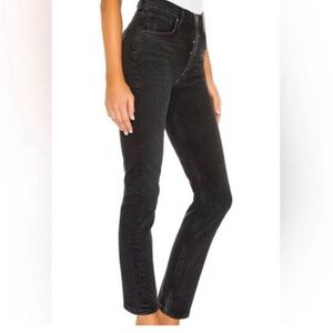 AGOLDE Los Angeles Button Fly Riley Crop Women’s Black Denim Jeans 28